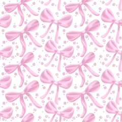 Seamless pattern Holiday bows paper pink background