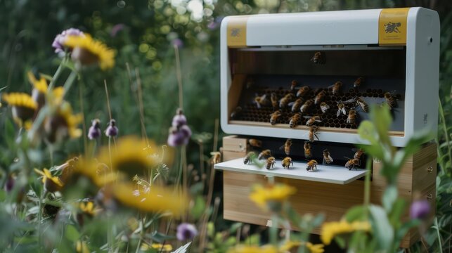 Hightech beehive with smart monitoring of bee health and hive conditions - Powered by Adobe