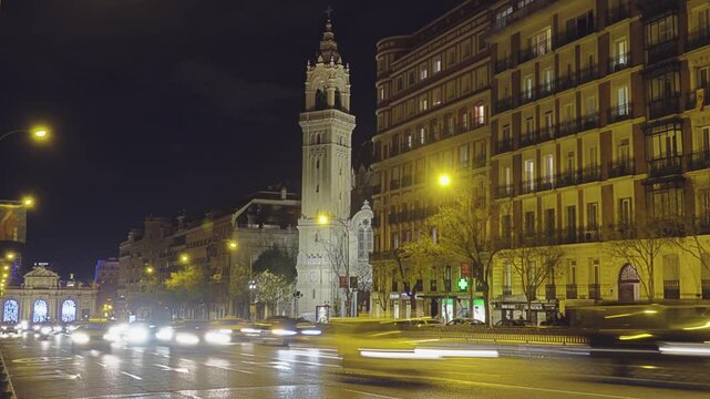 MADRID, SPAIN - DECAMBER 11 2017: Church of San Manuel and San Benito is Catholic church located in Madrid, Spain. Building, which was designed by Fernando Arbos y Tremanti.