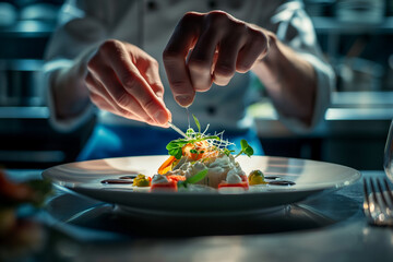 Chef Garnishing Gourmet Dish