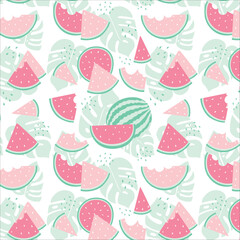 Watermelon Slice Pattern. Cute Summer Pattern. Watermelon Vector Background