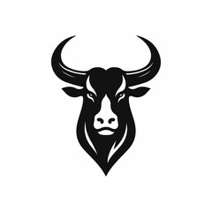 Vector logo of a mad bull. black and white illustration of a raging ox. Professional logo can be used as emblem, sign, tattoo.