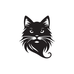 Obraz premium cat head silhouette vector icon.
