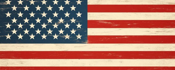 Naklejka premium American Flag Logo with Red, White, and Blue on Solid Background, Simple Design with White Space