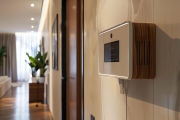 Minimalist wallmounted digital jukebox with touchless controls and smart home integration