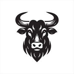 Vector logo of a mad bull. black and white illustration of a raging ox. Professional logo can be used as emblem, sign, tattoo.