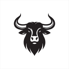 Vector logo of a mad bull. black and white illustration of a raging ox. Professional logo can be used as emblem, sign, tattoo.