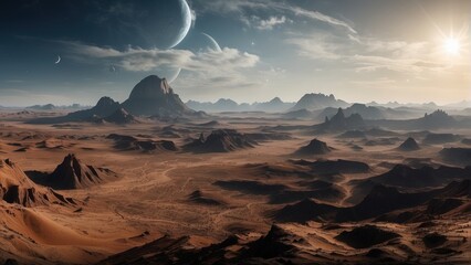 Naklejka premium Beautiful desert on an unearthly planet