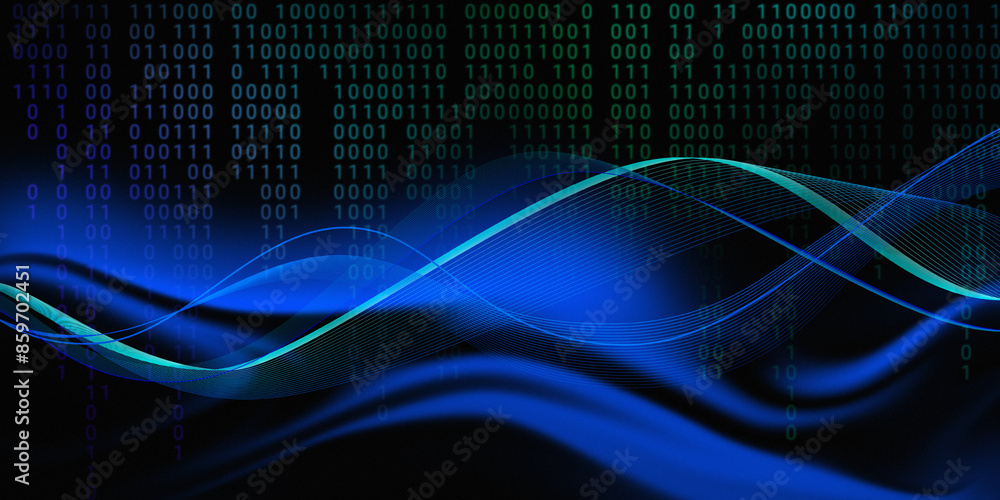 Poster artificial intelligence, big data, digital technology. abstract binary background with 0 and 1 and b