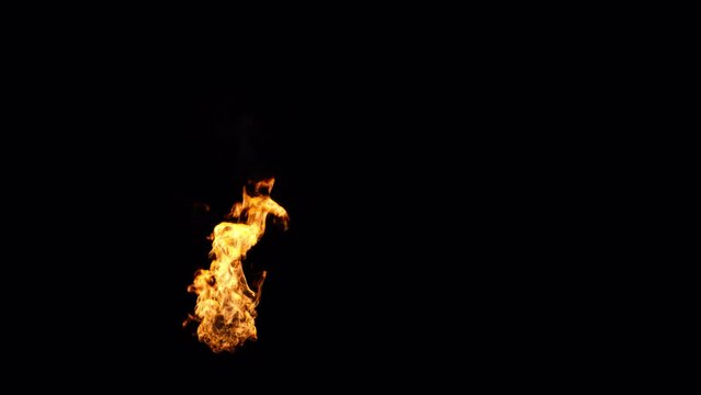 Perfectly looping realistic flames with smoke, frame left, with ALPHA CHANNEL for transparent background, 4k 25p, perfect for tough jobs and video games