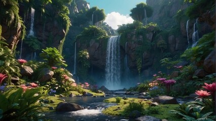 Fototapeta premium Beautiful landscape of exotic waterfall