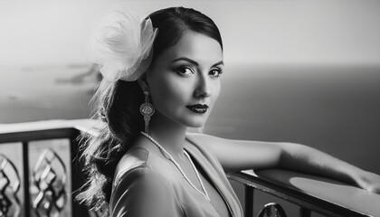 Naklejka premium elegant 1920s style woman AI generated