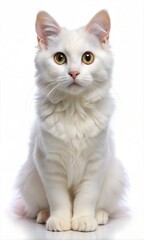Cute  American white Curl Cat isolated on a white background 