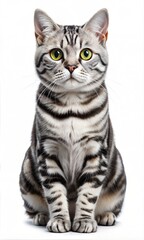 Obraz premium Cute American Shorthair Cat isolated on a white background 