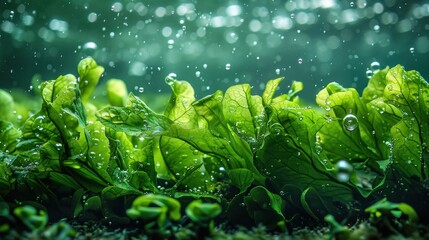 Fototapeta premium Water Droplets on Green Leaves
