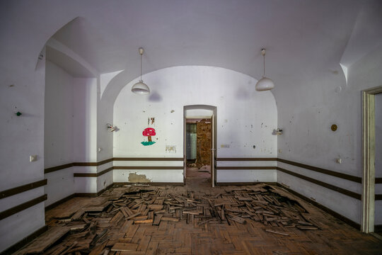 Old historic haunted orphanage in an abandoned palace in Hungary