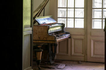 Old historic haunted orphanage in an abandoned palace in Hungary
