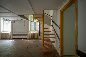 Old historic haunted orphanage in an abandoned palace in Hungary