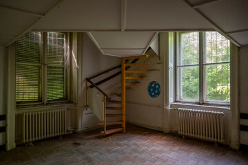Old historic haunted orphanage in an abandoned palace in Hungary