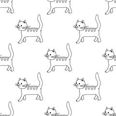 Seamless pattern with cat doodle for decorative print, wrapping paper, greeting cards, wallpaper and fabric