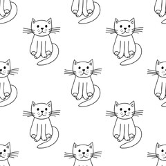 Seamless pattern with cat doodle for decorative print, wrapping paper, greeting cards, wallpaper and fabric