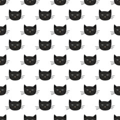 Seamless pattern with cat muzzle doodle for decorative print, wrapping paper, greeting cards, wallpaper and fabric