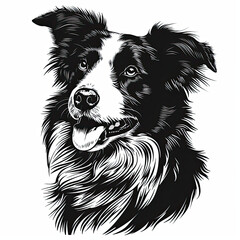 Fototapeta premium A black and white drawing of a Border Collie dog