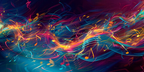 Obraz premium Abstract art of musical notes in motion.