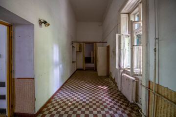 Old historic haunted orphanage in an abandoned palace in Hungary