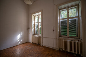 Old historic haunted orphanage in an abandoned palace in Hungary