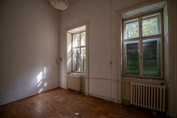 Old historic haunted orphanage in an abandoned palace in Hungary