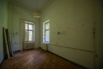 Old historic haunted orphanage in an abandoned palace in Hungary