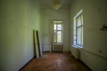 Old historic haunted orphanage in an abandoned palace in Hungary