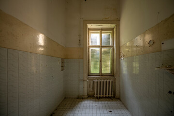 Old historic haunted orphanage in an abandoned palace in Hungary