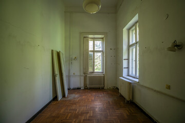 Old historic haunted orphanage in an abandoned palace in Hungary