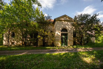 Old historic haunted orphanage in an abandoned palace in Hungary
