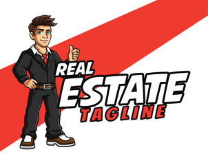 Real Estate Agent Mascot Illustration For your Service or Business