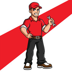 Mechanic Cartoon Mascot Character 