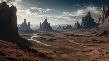 Obraz premium Alien mountains in the style of game art