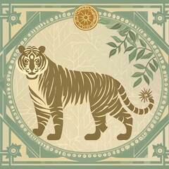 Fototapeta premium Tiger in art deco