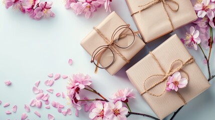 Celebrate Mother's Day with Stylish Typography Art and Gift Box Flat Lay on White Background