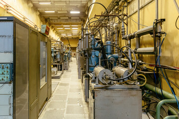 Auxiliary equipment in physics laboratory with particle accelerator
