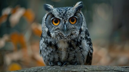 A wise old owl perched on a branch, its eyes twinkling with knowledge, as it observes the world below.
