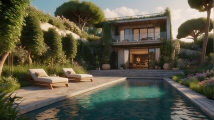 Fototapeta premium Beautiful summer terrace in vintage style