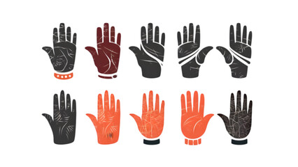Obraz premium Grunge Hand Palm Vector Set - Collection of 10 Artistic, Hand-Drawn Hand Palm Illustrations