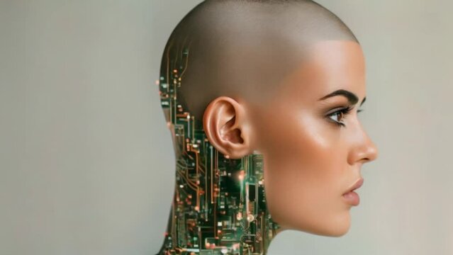 abstract female with robotic circuits in body innovative technology Generative AI