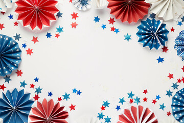 Obraz premium 4 July Independence day Greeting card with usa flag of united states of america,USA flag with fireworks background for 4 july independence day