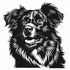Obraz premium A black and white drawing of a Australian Shepherd dog