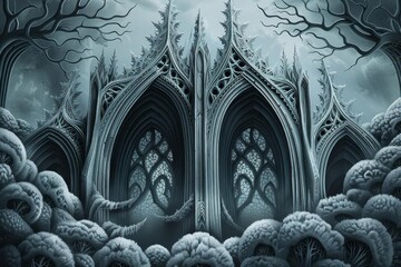 Gothic relic with intricate details, dark and moody, high contrast, photo realism