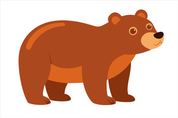 Brown toy bear isolated on a white background. Cute cartoon baby plush bear. Concept of kids toys, childhood, fun, game, playtime. Print, icon, design element